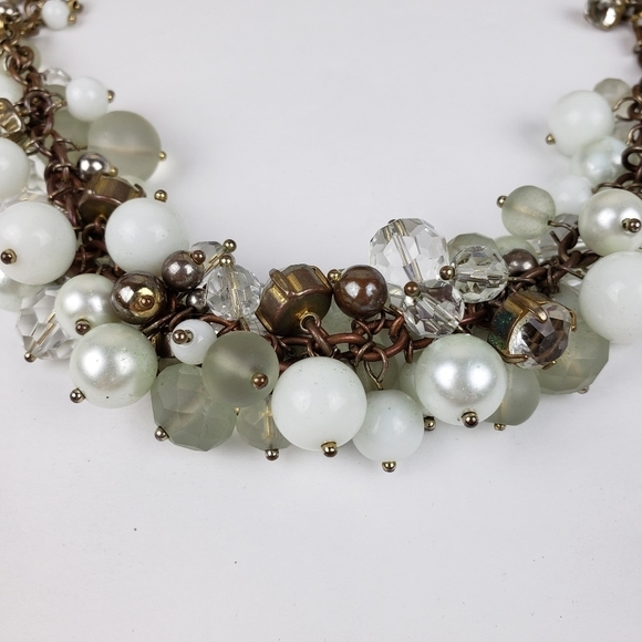 Banana Republic Pearl Crystal Frosted Beaded Statement Necklace - Picture 8 of 12
